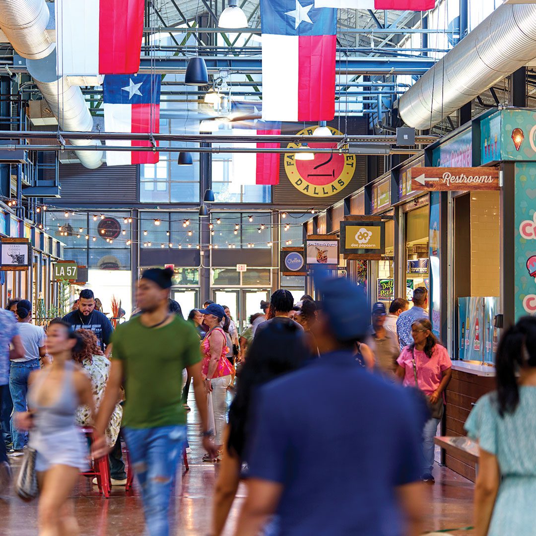 Inside The Market at Dallas Farmers Market — the indoor food hall open every day
