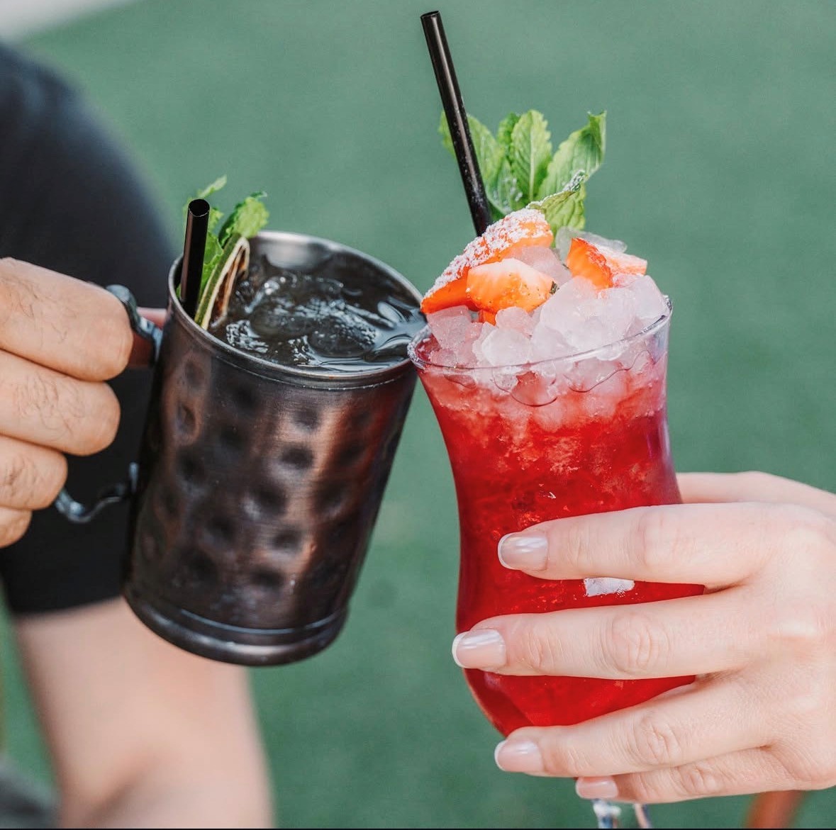 Two craft drinks at Hurtado Barbecue — The Market Building