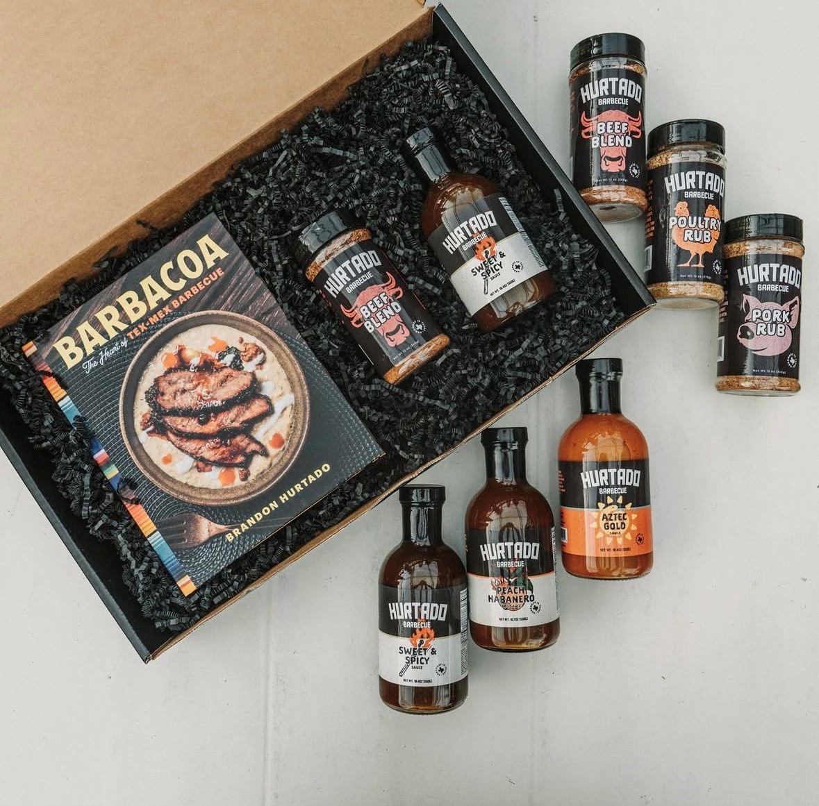 Hurtado Barbecue packaged products and market goods